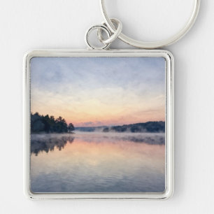 The Silent Awakening: Ethereal Morning Mist Over t Key Ring