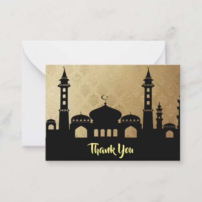 The Silhouette Of Mosque Thank You Card (Front)