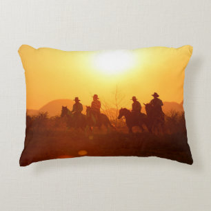 The silhouette of rider as cowboy outfit costume w decorative cushion