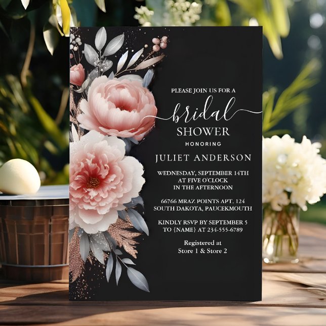 The Silk Pink Boho Peony Dusty Rose Bridal Shower Invitation (Creator Uploaded)