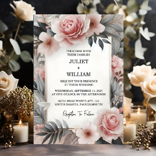 The Silk Pink Boho Peony Garden Dusty Rose Wedding Invitation