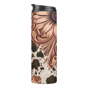 The Silky Chocolate Colour Flowers Thermal Tumbler