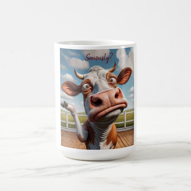 The Silly Cow - "Seriously?" Funny Quote Design Coffee Mug (Center)