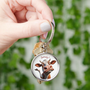 The Silly Cow - "Seriously?" Funny Quote Design Key Ring