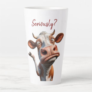 The Silly Cow - "Seriously?" Funny Quote Design Latte Mug