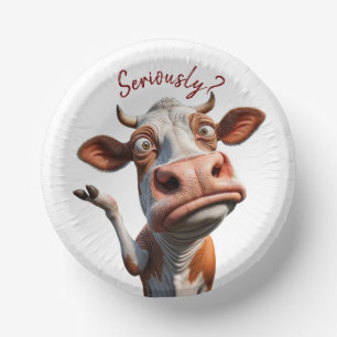 The Silly Cow - "Seriously?" Funny Quote Design Paper Plate