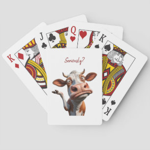 The Silly Cow - "Seriously?" Funny Quote Design Playing Cards