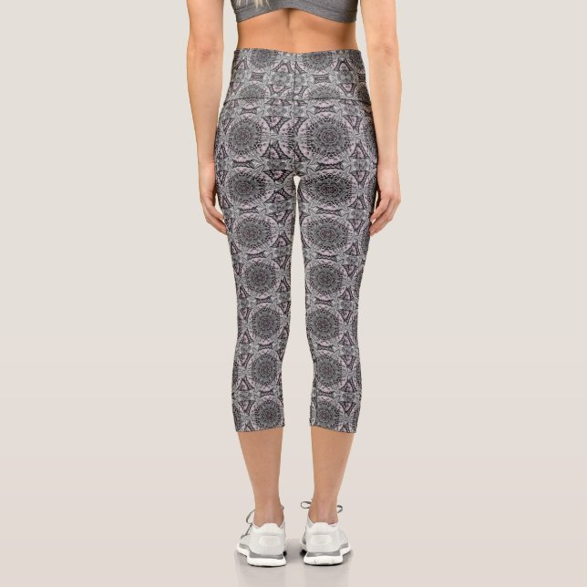 The Silver Fractal Garden Capri Leggings (Back)