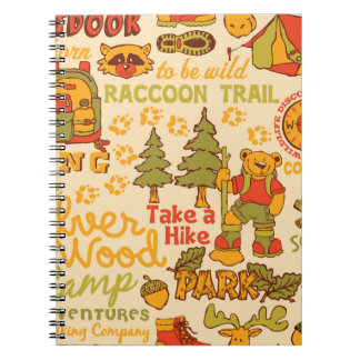 The Silver Wood Camp,cute characters seamless patt Notebook