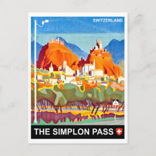 The Simplon Pass, Switzerland, vintage travel Postcard
