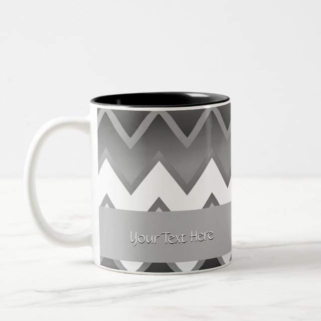 The Simply ZigZag -Monochrome Two-Tone Coffee Mug (Left)