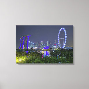 The Singapore Skyline by Night Canvas Print