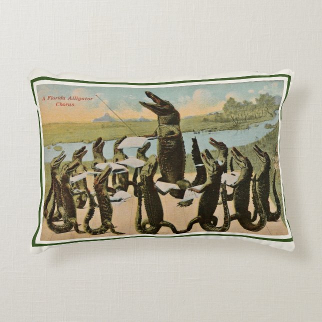 The Singing Alligators Postcard Decorative Cushion (Front)