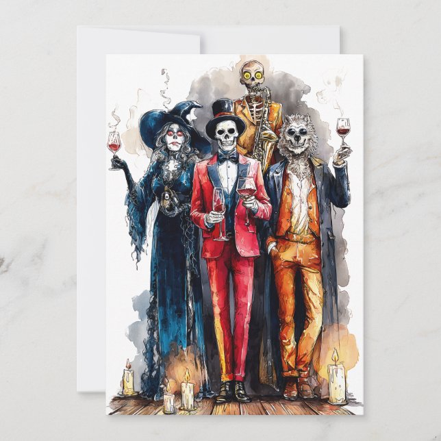 The Sinister Soirée Halloween with Elegant Crew Invitation (Front)