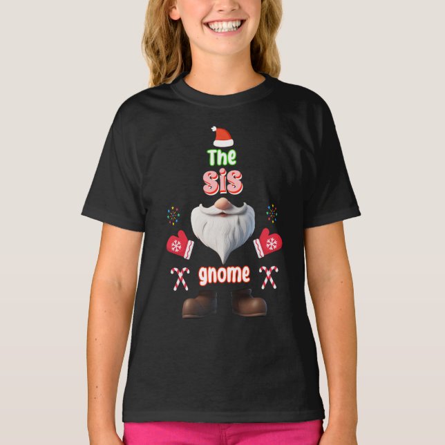 The Sis Gnome Christmas Matching Family T-Shirt (Front)