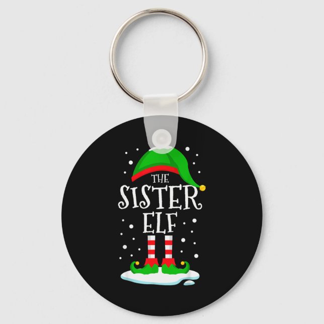 The Sister Elf Christmas Family Matching Xmas Grou Key Ring (Front)