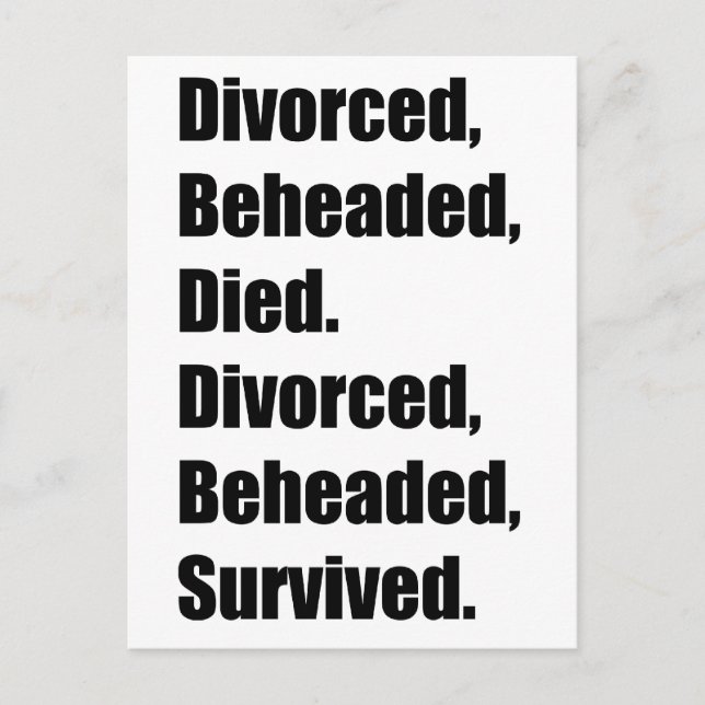 The Six Wives of Henry VIII Postcard (Front)