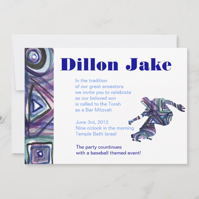 THE SKATEBOARDER Invitation Bar Mitzvah Jewish (Front)