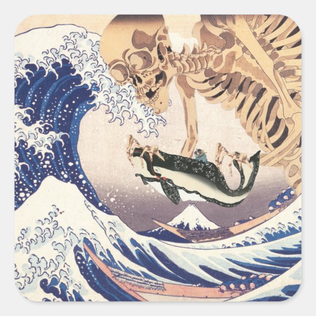 The Skeleton Spectre at The Great Wave Square Sticker (Front)