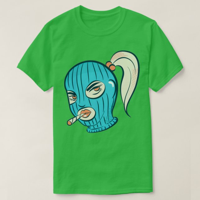 The Ski Mask Girl Smoking T-Shirt (Design Front)