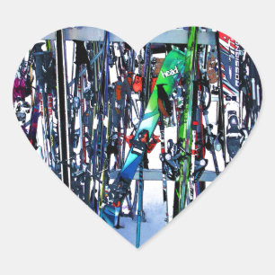 The Ski Party - Skis and Poles Heart Sticker
