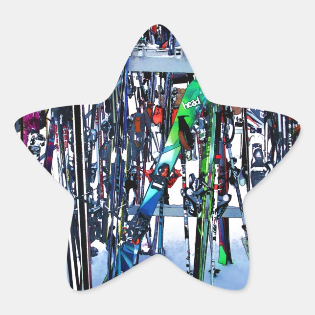 The Ski Party - Skis and Poles Star Sticker (Front)