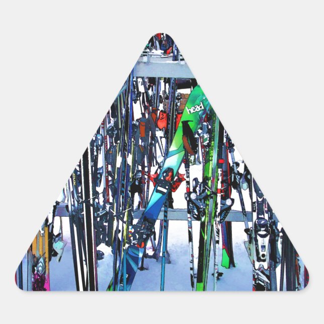 The Ski Party - Skis and Poles Triangle Sticker (Front)
