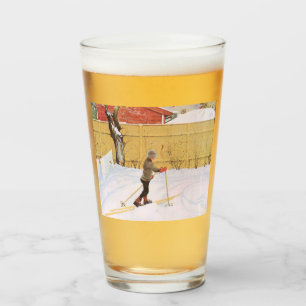 The Skier (Young Boy With Skis) (Winter Scene) Glass