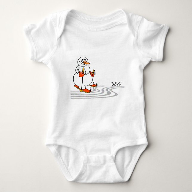 The Skiing Snowman - Baby Bodysuit (Front)