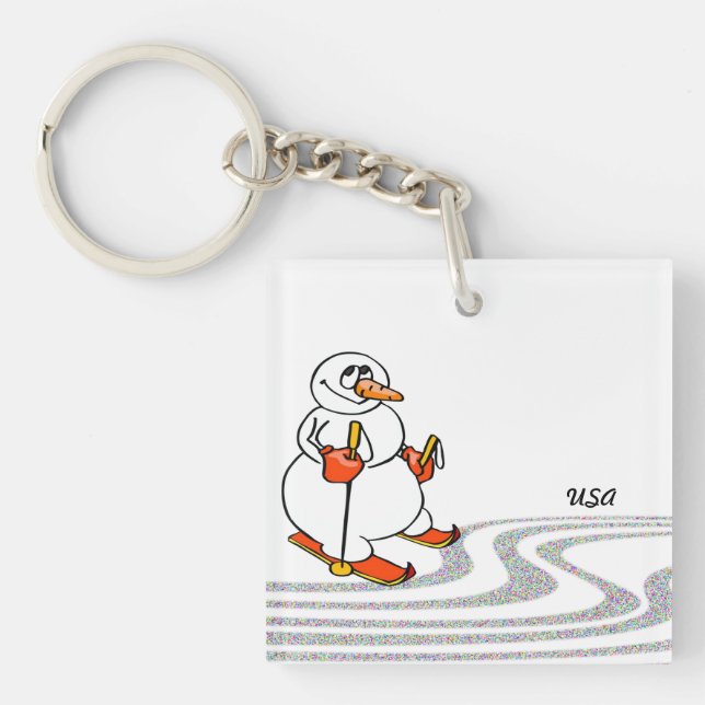 The Skiing Snowman - Key Ring (Front)