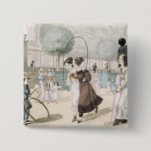 The Skipping Game, plate 115 from 'Le Bon Genre', 15 Cm Square Badge