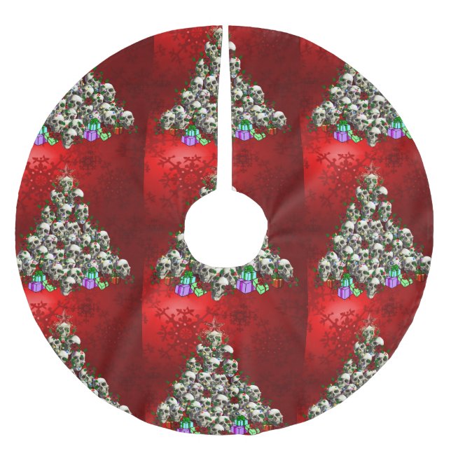 The Skulls of Christmas Brushed Polyester Tree Skirt (Front)