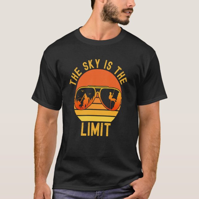 The Sky Is The Limit Retro Sunset Rock Climbing Cl T-Shirt (Front)