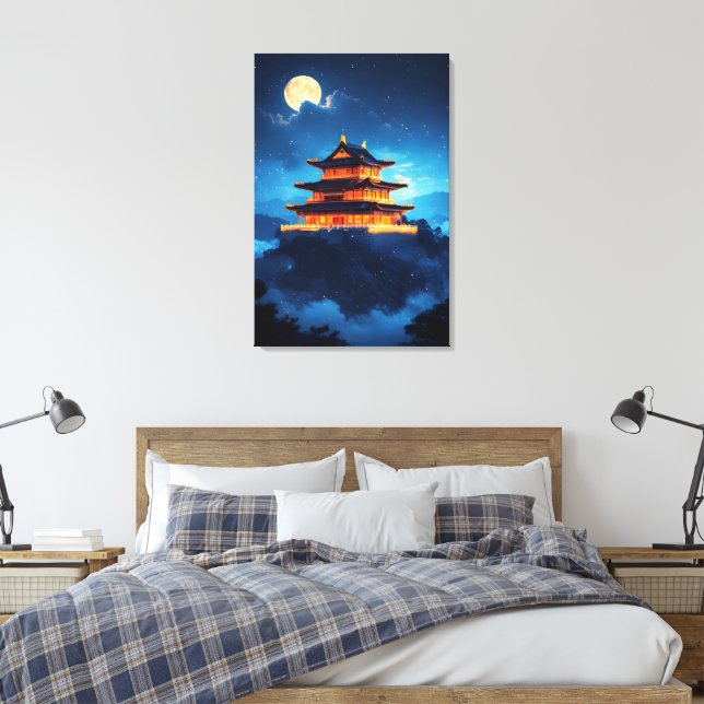 The Sky Palace at Midnight Canvas Print (Insitu(Bedroom))