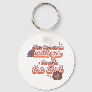 The sky’s the limit Women's Rights Pink Retro Key Ring