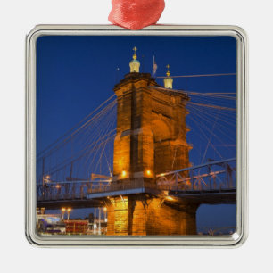 The skyline of Cincinnati, Ohio, USA at dusk Metal Tree Decoration