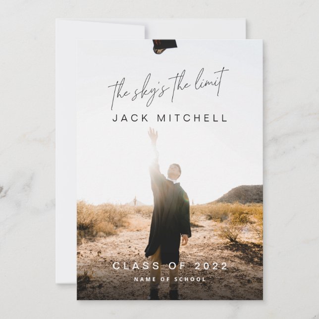 The Sky's the Limit Class of 2022 Graduation Photo Announcement (Front)