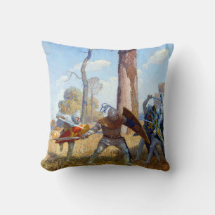 The Slaying of Sir Lamorak, c. 1922 by N.C. Wyeth Cushion