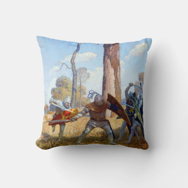 The Slaying of Sir Lamorak, c. 1922 by N.C. Wyeth Cushion (Front)