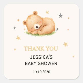 The Sleeping Baby Bear Baby Shower Foam Boards Square Sticker