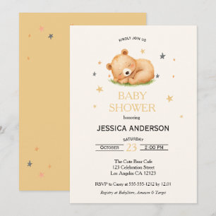 The Sleeping Baby Bear Baby Shower Invitation