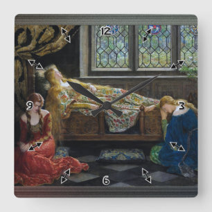 The Sleeping Beauty by John Collier Square Wall Clock