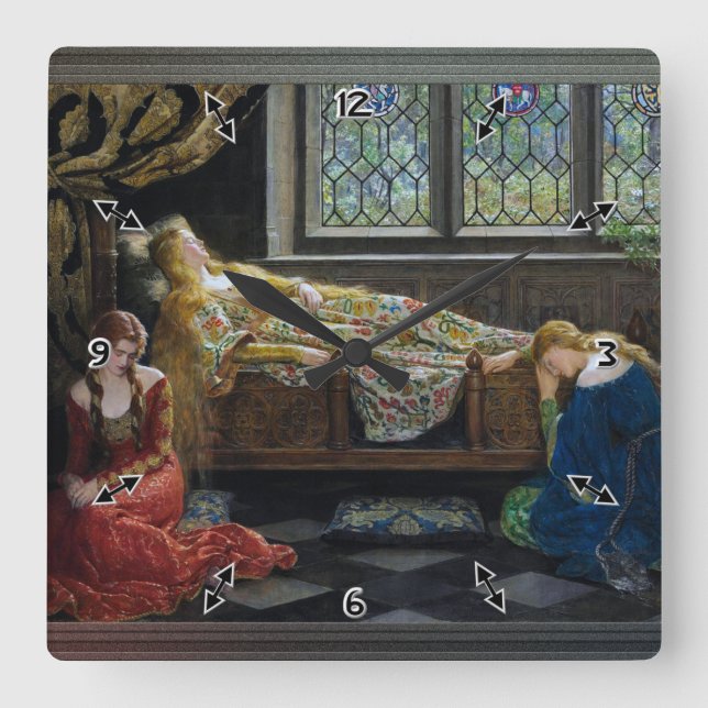 The Sleeping Beauty by John Collier Square Wall Clock (Front)