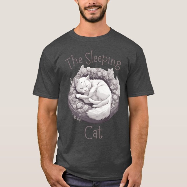 The Sleeping Cat a cute Cat sleeping boy T-Shirt (Front)