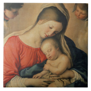 The Sleeping Christ Child (oil on canvas) Tile