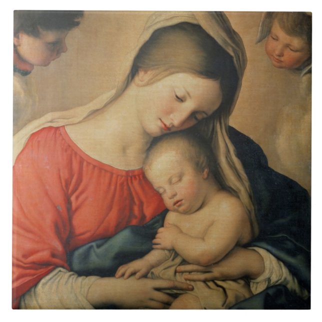 The Sleeping Christ Child (oil on canvas) Tile (Front)