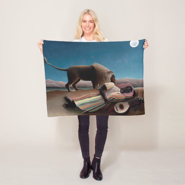 The Sleeping Gypsy, Henri Rousseau Fleece Blanket (In Situ)