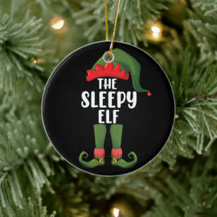 The Sleepy Elf Family Matching Group Christmas Ceramic Tree Decoration