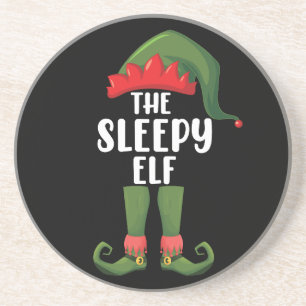 The Sleepy Elf Family Matching Group Christmas  Coaster