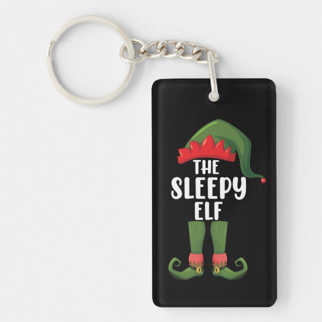 The Sleepy Elf Family Matching Group Christmas  Key Ring (Front)